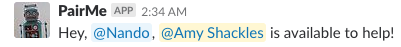 Slack message
